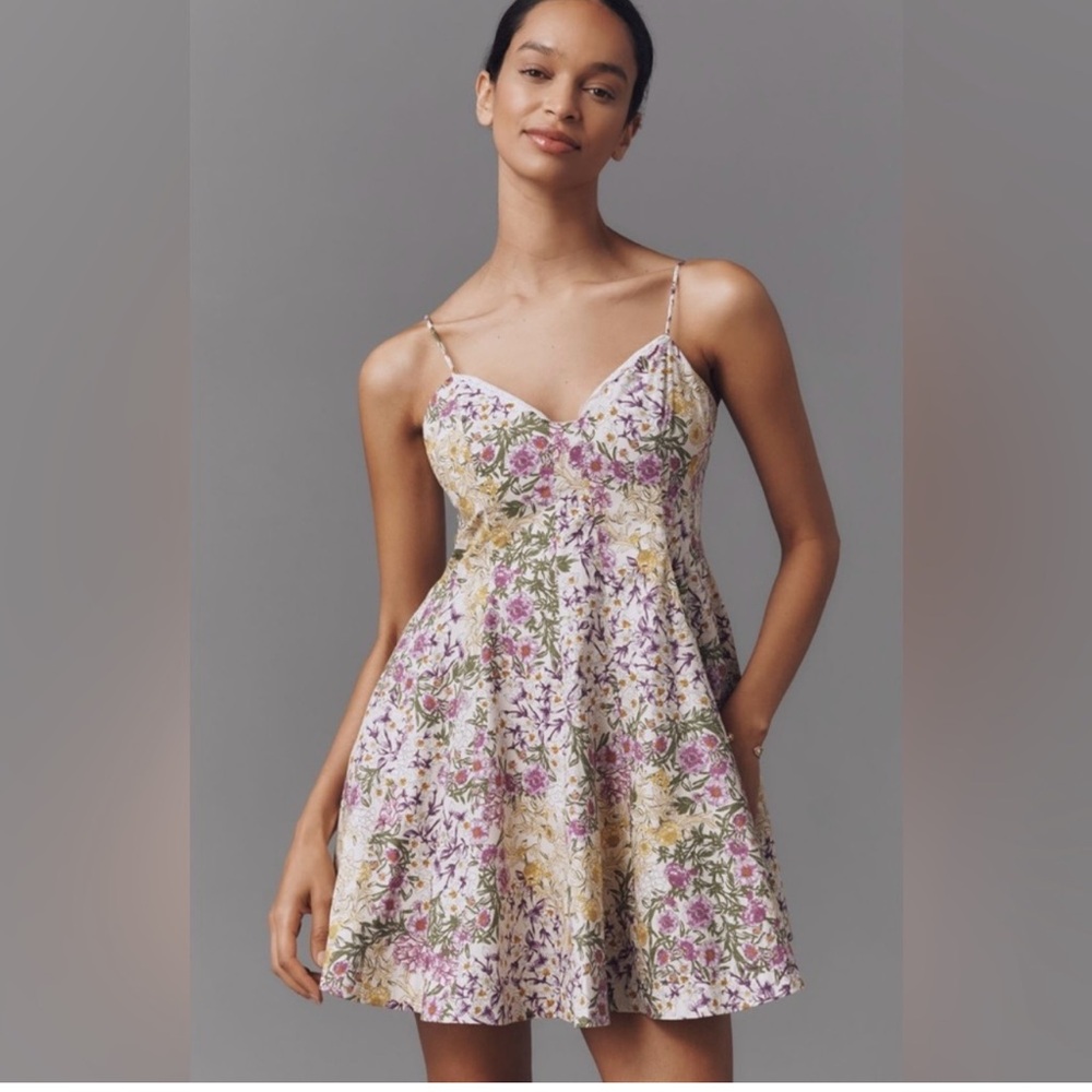 ANTHROPOLOGIE Maeve Lace-Trim Sweetheart Mini Dress NWT Size Medium